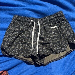 Vuori Black Patterned Athletic Shorts with White Drawstring